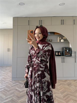 Hugo Kruvaze Şifon Etekli Takım Bordo (8338)