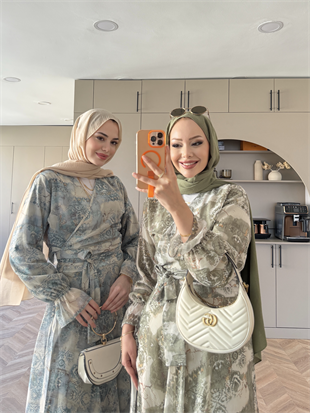 Hugo Kruvaze Şifon Etekli Takım Mavi (8338)