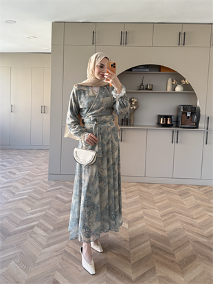 Hugo Kruvaze Şifon Etekli Takım Mavi (8338)