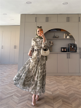 Hugo Kruvaze Şifon Etekli Takım Yeşil (8338)