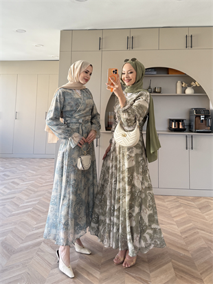 Hugo Kruvaze Şifon Etekli Takım Yeşil (8338)