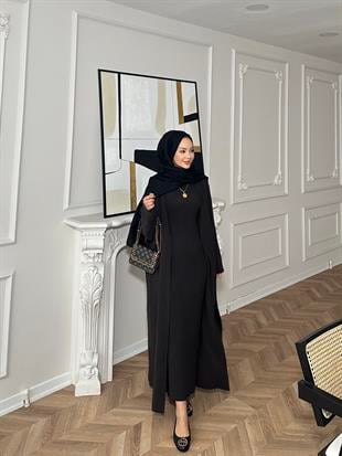 İç Elbiseli Kimono Triko Takım Acı Kahve