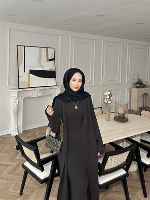 İç Elbiseli Kimono Triko Takım Acı Kahve