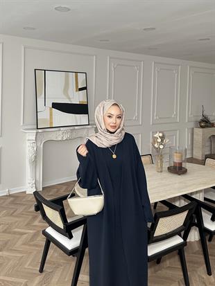 İç Elbiseli Kimono Triko Takım Lacivert