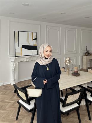 İç Elbiseli Kimono Triko Takım Lacivert