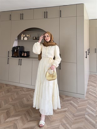İlter Brode Nakışlı Elbise Sarı (26157)