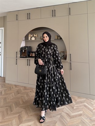 İlter Brode Nakışlı Elbise Siyah (26157)