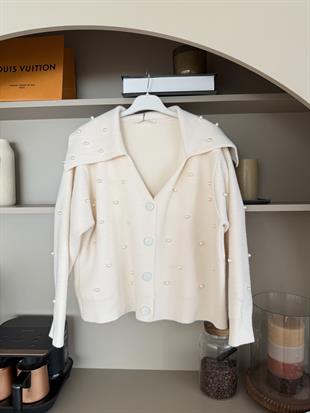 İncili Angora Hırka Ekru