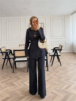 İnez Pantolonlu Kot Takım Lacivert (1126)