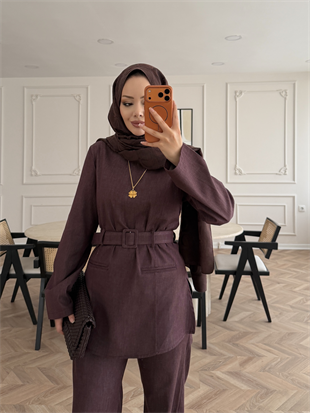 İnez Pantolonlu Kot Takım Mürdüm (1126)