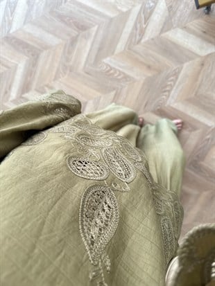 Irmak Çiçek Baskılı Pantolonlu Takım Haki (5805)