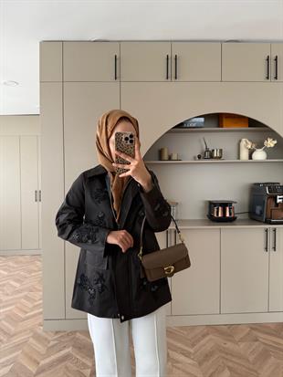 İşlemeli Ceket Kahve