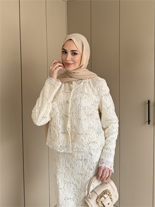 İthal Dantelli Etekli Takım Beyaz (5744)