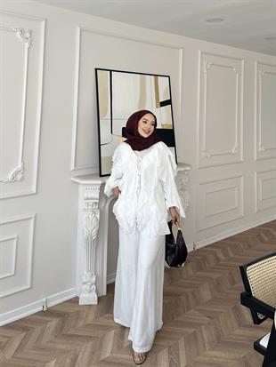 Jadon Pantolonlu Takım Beyaz 