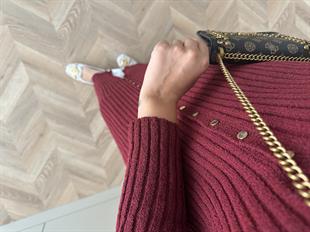 Jayana Uzun Triko Hırka Bordo