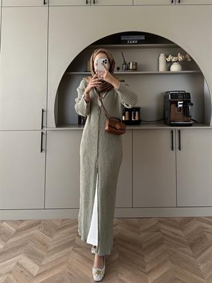 Jayana Uzun Triko Hırka Çağla