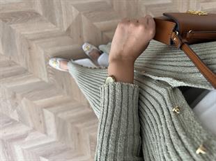 Jayana Uzun Triko Hırka Çağla