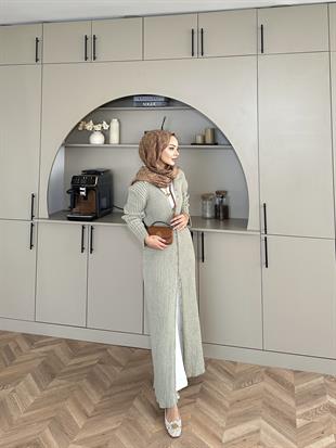 Jayana Uzun Triko Hırka Çağla