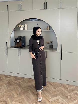 Jayana Uzun Triko Hırka Kahve