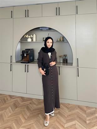 Jayana Uzun Triko Hırka Kahve