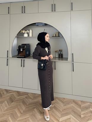 Jayana Uzun Triko Hırka Kahve