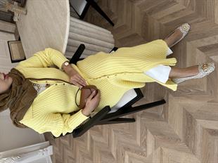 Jayana Uzun Triko Hırka Sarı