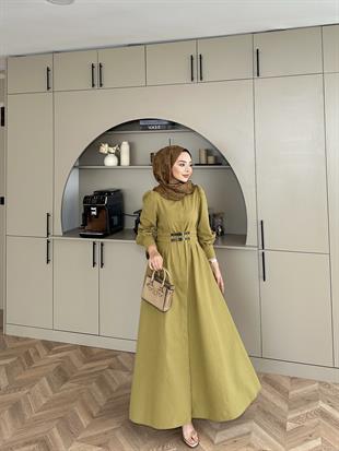 Jewel Elbise Yağ Yeşili