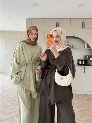 Jovena Pelerinli Pantolon Takım Çağla (210)