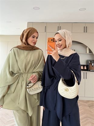 Jovena Pelerinli Pantolon Takım Lacivert (210)