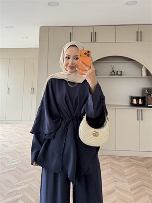 Jovena Pelerinli Pantolon Takım Lacivert (210)