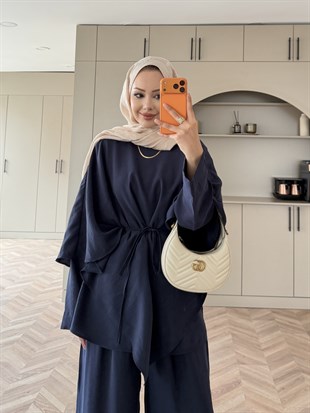Jovena Pelerinli Pantolon Takım Lacivert (210)