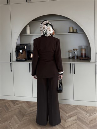 Juno Kemer Detaylı Pantolon Takım Acı Kahve (6034)