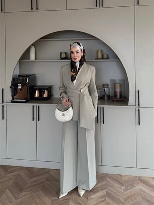 Juno Kemer Detaylı Pantolon Takım Bej (6034)