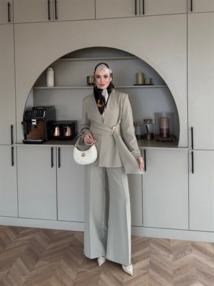 Juno Kemer Detaylı Pantolon Takım Bej (6034)