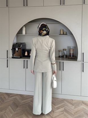 Juno Kemer Detaylı Pantolon Takım Bej (6034)