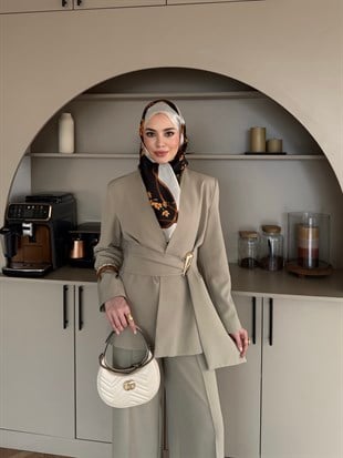 Juno Kemer Detaylı Pantolon Takım Bej (6034)