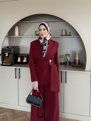 Juno Kemer Detaylı Pantolon Takım Kırmızı (6034) 