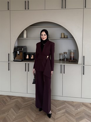 Juno Kemer Detaylı Pantolon Takım Mürdüm (6034)