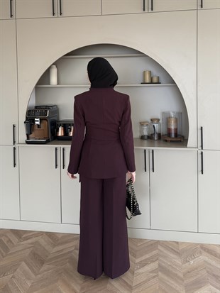 Juno Kemer Detaylı Pantolon Takım Mürdüm (6034)