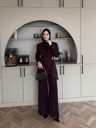 Juno Kemer Detaylı Pantolon Takım Mürdüm (6034)