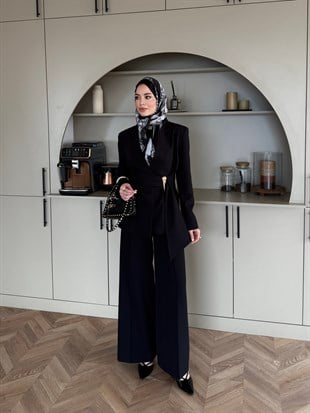 Juno Kemer Detaylı Pantolon Takım Siyah (6034)