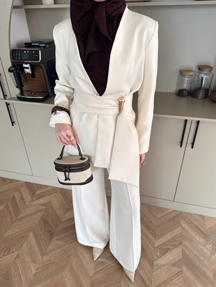 Juno Kemer Detaylı Pantolon Takım Bej (6034)