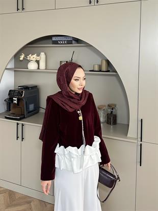 Kadife Ceket Bordo