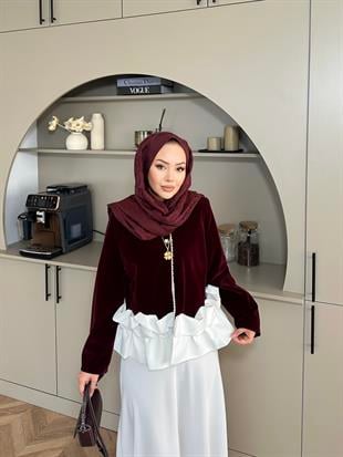 Kadife Ceket Bordo