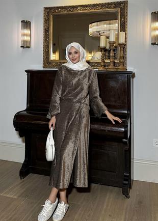 Kadife Etekli Takım Haki