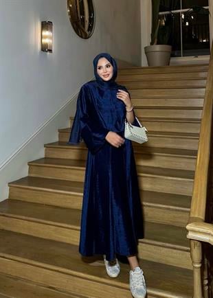 Kadife Etekli Takım Lacivert