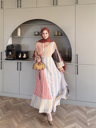 Kalinka Yandan Bağlamalı Şifon Elbise Oranj (26069)