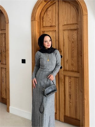 Kanyon Angora Elbise Gri