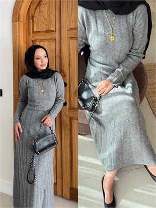 Kanyon Angora Elbise Gri
