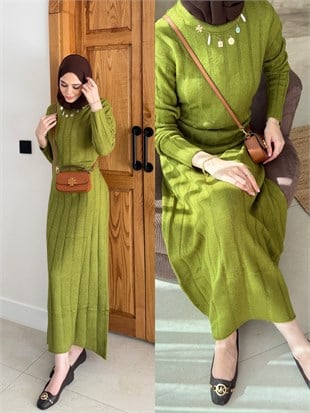 Kanyon Angora Elbise Yeşil